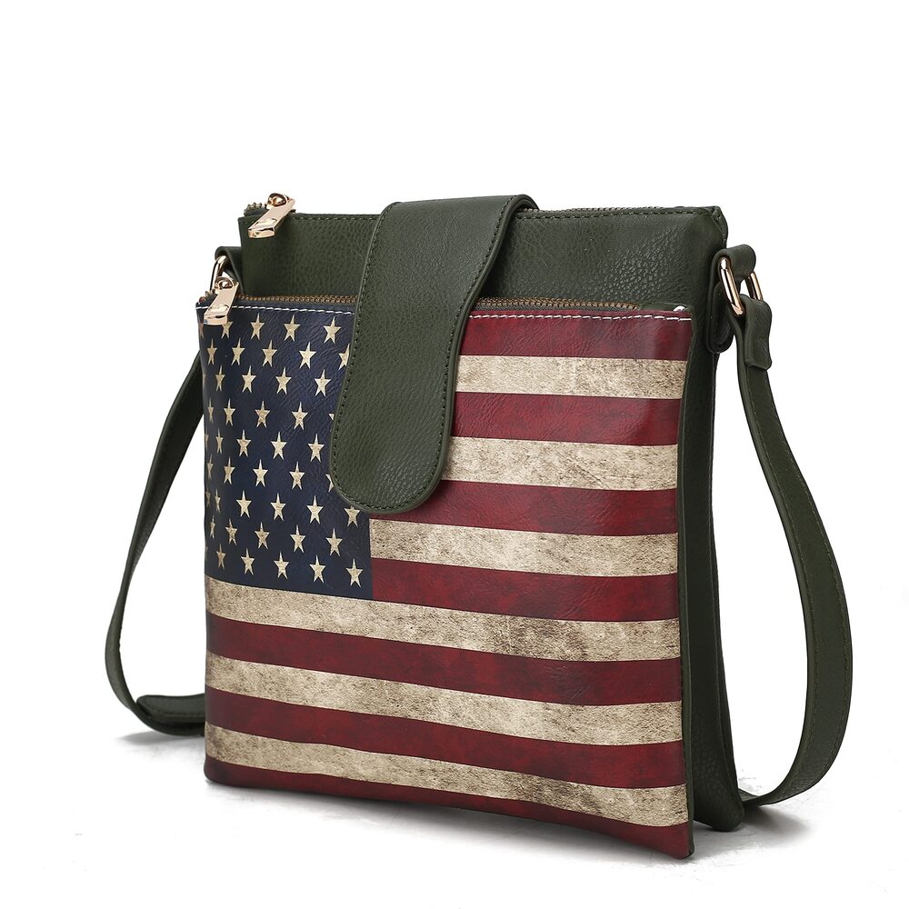 3349 Patriotic Crossbody Bag , American Flag Vegan Leather Usa Shoulder Bag